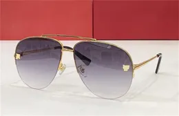 Novos óculos de sol de design de moda 0065s piloto K Gold Half Frame Decoração de Animal Decoração Classic Popular Versátil estilo UV400 Glasses de proteção UV400