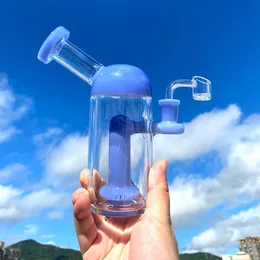 7 inch glass dab rig bong hookah inline perc blue smoking oil rigs with quartz banger