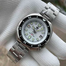 SD1970 Steeldive Brand 44mm Men NH35セラミックベゼルダイビングウォッチ付きの白いピンクのターコイズダイヤル