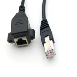 1x RJ45 Erkekten Kadın Vidalı Panel Montaj Ethernet LAN Ağı Kablosu 1M258U