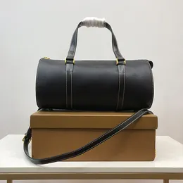 Top qualità 25 cm lettera Boston Bag spalla grande capacità tote borse vintage cilindro borse nero viaggio d'affari pendolare pacchetto pelle bovina portatile cuscino borse