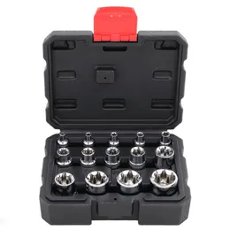 Professional Hand Tool Sets 14-Piece 3/8-inch 1/2 Inch 1/4 E-Torx Star Socket Set - E4 E5 E6 E7 E8 E10 E11 E12 E14 E16 E18 E20 E22 E24Profes