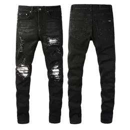 Мужские джинсы Дизайнерские бедные беды разорванные разрушенные растягивающие байкерские байкеры.