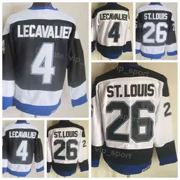 Uomo Hockey Vintage 4 Vincent Lecavalier Retro Maglie 26 Martin Traspirante Home Nero Bianco Trasferta Ricamo e cucito Puro cotone per