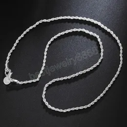 925 Sterling Silber 16/18/20/22/24 Zoll 2mm Flash Twisted Rope Ketten Halskette für Frauen Mann Mode Hochzeit Charm Schmuck