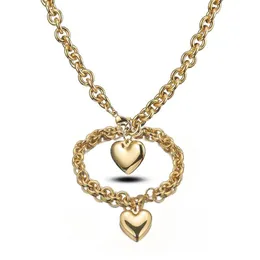 Серьги Ожерелье романтические женщины Золотой тон 316L из нержавеющей стали браслет O-Chain с сердечными ювелирными украшениями подарки