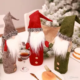 Christmas Gnomes Wine Bottle Cover Handmade Swedish Tomte Gnomes Santa Claus Bottle Toppers Bags Holiday Home Decorations FY3322 0821