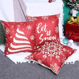 Weihnachten Dekorationen Nordic Stil Kissenbezug Schneeflocke Brief Gedruckt Rot Weihnachten Kissen Abdeckung Sofa Tuch Party OrnamentWeihnachten