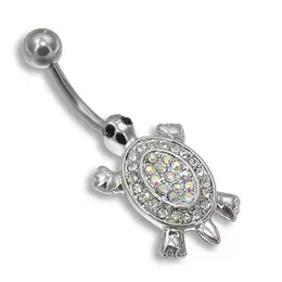 Turtle Navel nagel s￶t kropp Piercing Crystal Dangle Belly Button Ring Bar Body Jewelry