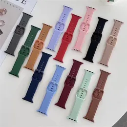 Macaron Colorful Trimning Wire Silicone Watchband Straps Band Smart Wearable Accessories for Apple Watch Series 3 4 5 6 7 SE IWATCH 38 40 41 42 44 45mm