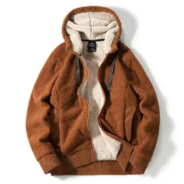 Men's Fur Faux Casual Men Winter Long Sleeve Pockets Fleece Hooded Loose Plus Size Coat