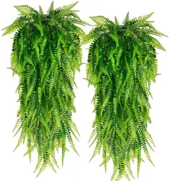 80cm Persian fern Leaves Vines Room Decor Hanging Artificial Plant Plastic Leaf Grass Wedding Party Wall Balcony Decoration