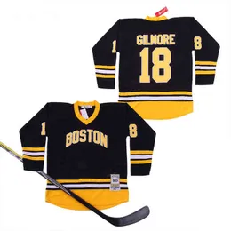 1996 Movie Ice Hockey 18 Happy Gilmore Horlohawk Boston Jersey Adam Sandler Team Home Black College Bortable Brodery and Sewing