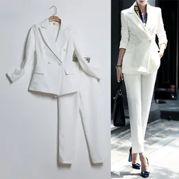 Kvinnors tvådelade byxor Spring Female Suit Ms Han Edition Jacket långärmad mode Asymmetriska nio minuter av tvådelar set outfitwomens