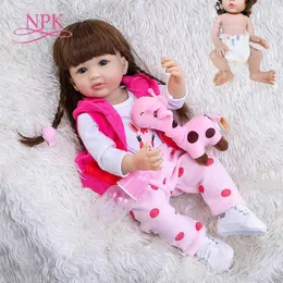 NPK 55cm Girl Gift Corpo inteiro Silicone Reborn Toddler Girl Doll Like Like Soft Touch Bath Toy Anatomicamente correto Q0910252D