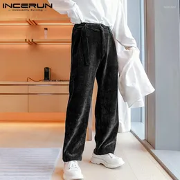 Мужские брюки 2022 мужчины вельветовые бегуны зашнуруют сплошной цвет ретро повседневные брюки.