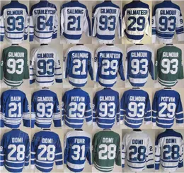 Män vintage retro ishockey 93 Doug Gilmour tröjor 29 Mike Palmateer 21 Borje Salming 64 Stanleycup 29 Felix Potvin Breattable All Stitche