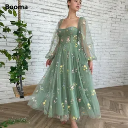 Party Dresses Booma Green Embroidery Lace Prom Dresses Long Sleeves AnkleLength 220823