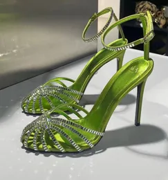 Alevi Milano Sandals Sandals Crystal inkrustowany szpula Szpulę Obcasy Niebojowe pięta dla kobiet Summer Luxury Designers Buty imprezowe ubiórki 2024NEW