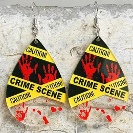 Dangle Earrings & Chandelier Scary Halloween Bloody Fingerprint Handprint Acrylic Water Drop For Women Fashion Colorful Crime Scene Print