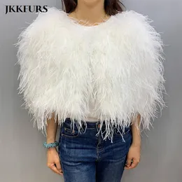 Womens Real Ostrich Feather Ponchos Natural Fur Wedding Bride Shawls Turkiet Feather Capes S4645 220822