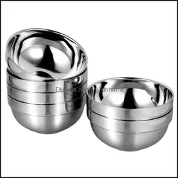 Bowls Onzon 6Pcs Double-Layer Stainless Steel Dining Anti-Scald Rice Home 13Cm Drop Delivery 2021 Garden Kitchen Bar Dinnerw Yydhhome Dh4Tl