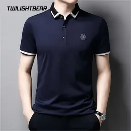 Sommer Männer Polo Shirts Kurzarm Feste Männliche Casual Hemd Hohe Qualität Viskose Filament Männer Kleidung Freizeit Polos BG208 220822