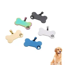 Tag de cão de aço inoxidável Metal em forma de osso Pet Card Anti-Perd Colar Pingents Sn6744