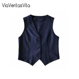 Gilet da donna Gilet a righe Completo da donna Elegante OL Gilet Gilet con scollo a V Career Lad 220823