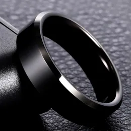 Juchao Fashion Ring Men Women Titanium Steel Black Jewelry