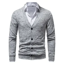 Vår- och höstmens cardigan casual trim vneck stickad tröja inkluderar inte skjortor 220822