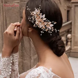Headpieces youlapan hp358 luxe bruids haar clips vintage kam bruiloft bloemen chique hoofddoekstukken