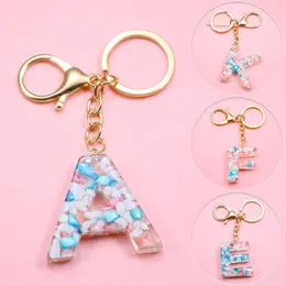 Acrylbuchstaben Schlüsselschüsse Englische Alphabet Kristall Frauen Schlüsselketten Ringharz -Auto Glitter Keyring Halter Pendent Gift Accessoire