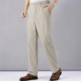 Męskie lniane spodnie High talia lekkie letnie spodnie mężczyźni