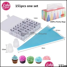 Ferramentas de massa de cozimento 151pcs/conjunto 48 bico de aço inoxidável e gelo de pi de gelo sile bagand2 acoplador diy bolo decoração gota yydhome dhgny