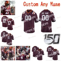 Novo costume costume 11 Tre Turner 14 Damon Hazelton 17 Kam Chancellor 2 Hendon Hooker Virginia Tech Hokies College Homens Mulheres Jersey Youth Jersey