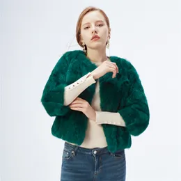 Womens Fur Faux ETHEL ANDERSON 100% Real Rabbit CoatJacket Outwear Beauty Purple Color XXXL Size Coat 220829