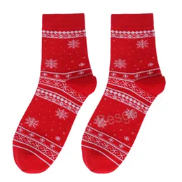 Święta śnieżna z nadrukiem pończochy czerwone skarpetki Snowflake Socks Kobiety jesienne bawełniane pończochy Xmas Party Dekoracja Skarpetka