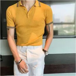 Abbigliamento di marca Camicie POLO da uomo a maniche corte casual estive da uomo / Camicia POLO da uomo in maglia di alta qualità slim fit Taglie forti S-3XL 220822