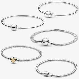 Tasarımcı Bilezik Orijinal Fit Pandora Bangle Charm Çift Bağlantı Gümüş Takı