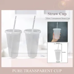 Kupalar 1/5pcs 471/700ml Yeniden kullanılabilir plastik su şişesi kapak ve saman büyülü Noel hediyeleri ile soğuk bardak Kişiselleştirilmiş Tumbler Coffee Mugmugs Mugsm