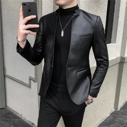 Brand Clothing Fashion Men s High Quality Casual Leather Jacket Male Slim Fit Business Suit Coats Man Blazers 4XL 220822