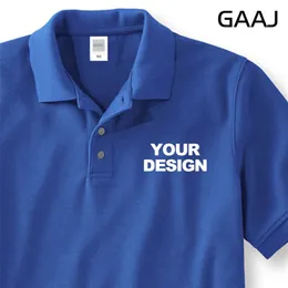 GAAJ Custom Polo 100% Cotton Print broderad slogan Guldfolie Skjortor Män kvinnor Polos skjorta arbetar bär uniform 230gsm 7.7oz 220822