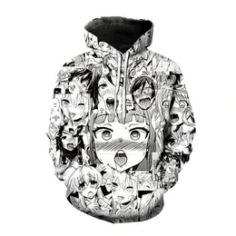 Herfst winter anime 3d print hoodie mannen vrouwen verlegen meisje gezicht sweatshirts hentai manga streetwear pullover Harajuku jongensjas 220822