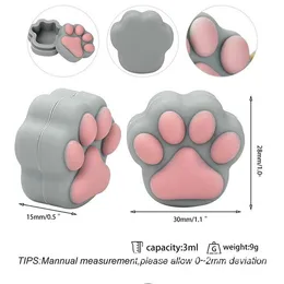 Recipiente de silicone para cera de óleo 3ml caixa de armazenamento com tampa para tanque de concentrado pote de creme com design de pata de gato