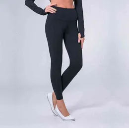 H￶g midja yoga leggings solid f￤rg full l￤ngd Gymkl￤der Kvinnor som k￶r fitnesstr￤ning sportbyxor mode Activewear Legginsmr4e
