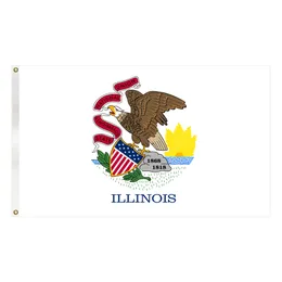 Illinois State Flag America Banner 3x5 stóp Wysokiej jakości poliestrowy freeshpipping z mosiężnymi przelotkami do dekoracji zewnętrznej w pomieszczeniach