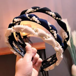 New Fashion Women Headband Light Narrow-sided Braided Hairband Fresh Pearls Headwear Autumn Hair Accessories