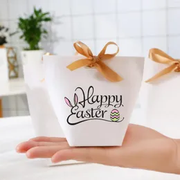 Gift Wrap 5pcs Happy Easter Candy Chocolate Bags Egg Hunt Basket Treat Boxes Dinner Party Table Decoration SuppliesGift WrapGift
