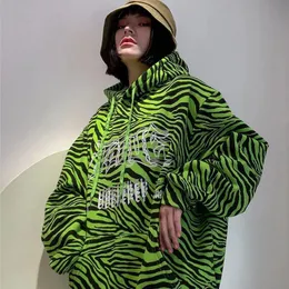 Kvinnors hoodies tröjor streetwear lösa tröjor kvinna zebra tryck hoodi 220823